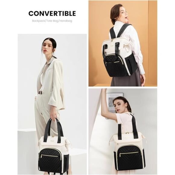 Laptop Backpack for Women, 15.6 Inch Work Laptop Bag，Waterproof - Picture 2 of 7